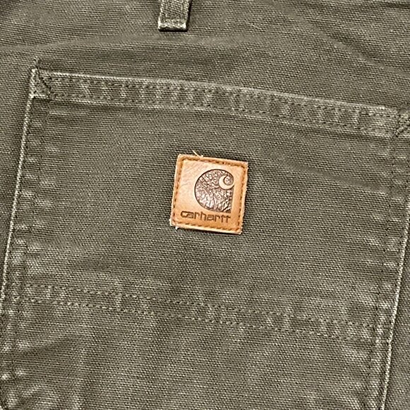 Men's Carhartt Carpenter Duck Canvas Jeans SZ 40x32 Green B11 MOS Dungaree Fit - Picture 10 of 11
